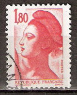 Timbre France Y&T N°2220 (03) Obl. Liberté De Gandon. 1 F. 80. Rouge. Cote 0.15 € - 1982-1990 Liberty Of Gandon