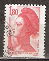 Timbre France Y&T N°2220 (04) Obl. Liberté De Gandon. 1 F. 80. Rouge. Cote 0.15 € - 1982-1990 Libertà Di Gandon