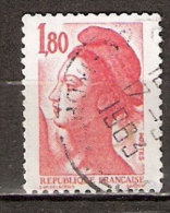 Timbre France Y&T N°2220 (05) Obl. Liberté De Gandon. 1 F. 80. Rouge. Cote 0.15 € - 1982-1990 Liberté De Gandon