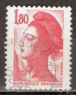 Timbre France Y&T N°2220 (06) Obl. Liberté De Gandon. 1 F. 80. Rouge. Cote 0.15 € - 1982-1990 Libertà Di Gandon