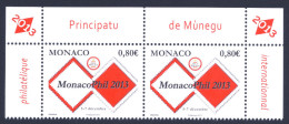 2013 MONACO "MONACOPHIL 2013" COPPIA DI SINGOLI MNH - Unused Stamps