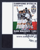 2013 SAN MARINO "JUVENTUS CAMPIONE D´ITALIA 2012/2013" SINGOLO ANNULLO PRIMO GIORNO - Used Stamps