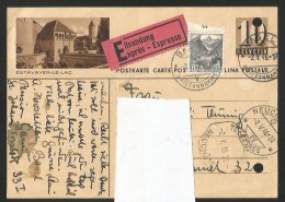 ESTAVAYER-LE-LAC Postkarte Von Basel Nach Neuchâtel Stempel TELEGRAPHE (defekte Karte) 1946 - Estavayer