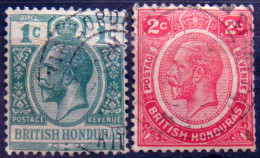 BRITISH HONDURAS 1922 1c,2c King George V USED Scott92,94 CV$8 - British Honduras (...-1970)