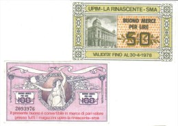 Upim La Rinascente Spa Buono Per Merce 50 + 100 Lire 30 04 1978 LOTTO 1100 - Sonstige & Ohne Zuordnung