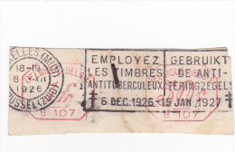 BELGIQUE Flamme "Employez Les Timbres Antituberculeux" 6/12/1926-15/1/1927 Cachet Bruxelles 1926 - Vlagstempels