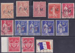 13131# LOT TIMBRES FRANCHISE MILITAIRE * & Obl MOUCHON SEMEUSE PAIX  Cote +160 Euros - Military Postage Stamps