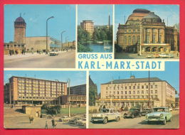 158649 / Karl-Marx-Stadt - HOTEL MOSCOW , CHEMNITZER HOF , OPERA , STRASSE NATIONEN CAR MOTOR BIKE Germany Deutschland - Chemnitz (Karl-Marx-Stadt 1953-1990)