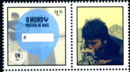 ONU New-York 2013 - 1 Timbre Avec Vignette Extrait De Feuille De Timbres Personnalisés "World Humanitarian Day" ** - Ungebraucht