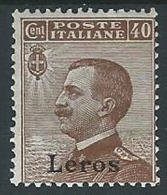 1912 EGEO LERO EFFIGIE 40 CENT MH * - G019 - Ägäis (Lero)