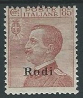 1922-23 EGEO RODI EFFIGIE 85 CENT MH * - G023 - Aegean (Rodi)