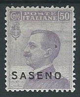 1923 SASENO EFFIGIE 50 CENT LUSSO MH * - G017 - Saseno