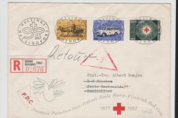 SF-M035/  FINNLAND - Rotes Kreuz Jubiläum, 90 Jahre, FDC Einschreiben Nach Deutschland 24.11.67 - Lettres & Documents