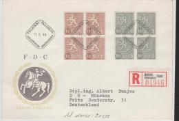 SF-M039/ FINNLAND -  Löwenmuster  Ergänzungswert 13.5.68. FDC Per Einschreiben Nach Deutschland - Briefe U. Dokumente