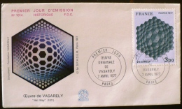 FRANCE Peinture, Yvert 1924. VASARELY  Fdc, Premier Jour. 07/04/1977 - Otros & Sin Clasificación