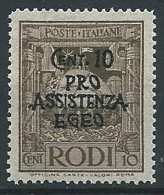 1943 EGEO OCCUPAZIONE TEDESCA PRO ASSISTENZA 10 CENT MNH ** - G015 - Egée (Occ. Allemande)