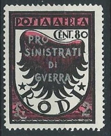 1944 EGEO OCCUP. TEDESCA POSTA AEREA PRO SINISTRATI 80 CENT MH * - G016 - Egée (Occ. Allemande)