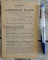 Bulletin De La Librairie Plon N°33 – Août 1913 - Printing & Stationeries