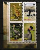 Gambie 4 Valeurs Se Tenant ** WWF, Animaux En Voie De Disparition, Oiseaux, Grue Couronnée, Black Crowned-crane - Gambia (1965-...)