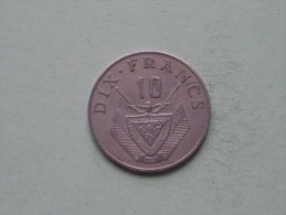 1974 - 10 Francs / KM 14.1 ( Uncleaned - For Grade, Please See Photo ) ! - Rwanda