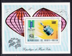 Upper Volta/Burkina Faso Used Scott #C192 Souvenir Sheet 500fr Telstar Satellite - UPU Centenary - UPU (Universal Postal Union)