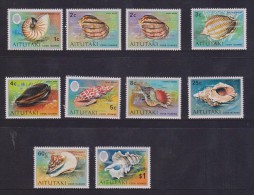 Aitutaki 1974 Shell & Marine Fauna Definitive Part Set Of 9 To $1 MNH - Aitutaki