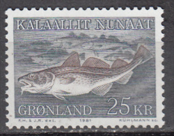 Greenland   Scott No  140    Unused Hinged     Year   1981 - Nuevos