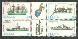 Italia / Ships / Block With 4 Stamps And 2 Labels - Maritime