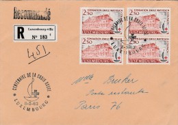 LUXEMBOURG -LETTRE RECOMMANDEE 1963-AFFRANCHIE N°632 X4 -OBLITERATION CENTENAIRE CROIX ROUGE - Altri & Non Classificati