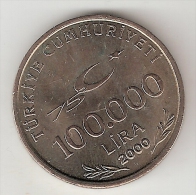 Turkye  100000 Lira   2000  Km 1078   Xf+ - Turquia