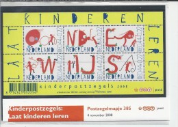 Pz.- Nederland Postfris PTT Mapje Nummer 385 - 04-11-2008 - Kinderpostzegels: Laat Kinderen Leren. 2 Scans - Ungebraucht