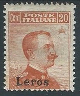 1917 EGEO LERO EFFIGIE 20 CENT MH * - G024-2 - Egeo (Lero)