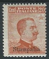 1917 EGEO STAMPALIA EFFIGIE 20 CENT MH * - G025 - Aegean (Stampalia)