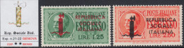 ITALIA - RSI (Social Rep.) EXP 21-22 Emiss. GENOVA - Cat 680 Euro CERTIFICATO BIONDI - MNH** - Gomma Integra - Posta Espresso