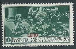 1930 EGEO LERO FERRUCCI 25 CENT MH * - G029 - Egeo (Lero)