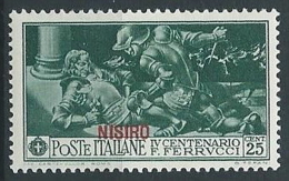 1930 EGEO NISIRO FERRUCCI 25 CENT MH * - G030 - Egeo (Nisiro)
