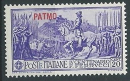 1930 EGEO PATMO FERRUCCI 20 CENT MH * - G030 - Egeo (Patmo)