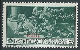 1930 EGEO RODI FERRUCCI 25 CENT MH * - G031 - Aegean (Rodi)