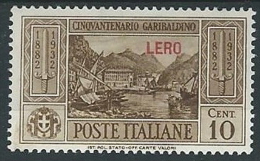 1932 EGEO LERO GARIBALDI 10 CENT MH * - G035 - Egée (Lero)