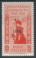1932 EGEO LERO GARIBALDI 2,55 LIRE MH * - G036 - Ägäis (Lero)