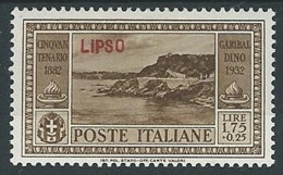 1932 EGEO LIPSO GARIBALDI 1,75 LIRE MH * - G036 - Aegean (Lipso)