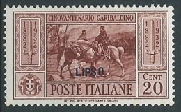 1932 EGEO LIPSO GARIBALDI 20 CENT MH * - G036 - Ägäis (Lipso)