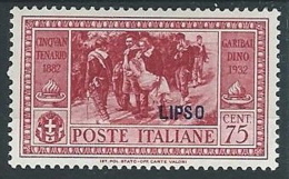 1932 EGEO LIPSO GARIBALDI 75 CENT MH * - G036 - Egeo (Lipso)