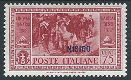 1932 EGEO NISIRO GARIBALDI 75 CENT MH * - G037 - Egeo (Nisiro)