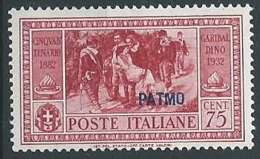 1932 EGEO PATMO GARIBALDI 75 CENT MH * - G038 - Aegean (Patmo)