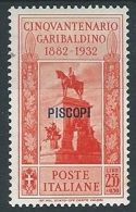 1932 EGEO PISCOPI GARIBALDI 2,55 LIRE MH * - G039 - Ägäis (Piscopi)