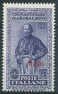 1932 EGEO RODI GARIBALDI 5 LIRE MNH ** - G039 - Egée (Rodi)