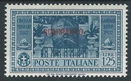 1932 EGEO SCARPANTO GARIBALDI 1,25 LIRE MH * - G040 - Aegean (Scarpanto)