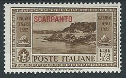 1932 EGEO SCARPANTO GARIBALDI 1,75 LIRE MH * - G040 - Aegean (Scarpanto)