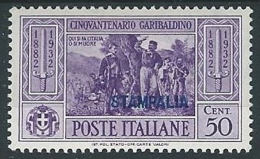 1932 EGEO STAMPALIA GARIBALDI 50 CENT MH * - G041 - Egeo (Stampalia)